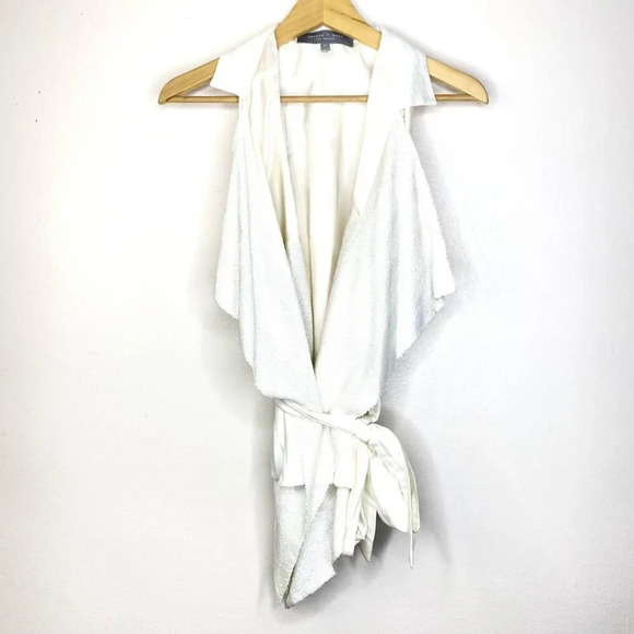 Sachin + Babi Medium Silk Blend Sequin Embellished Sleeveless Blouse Tie Front - Picture 7 of 12